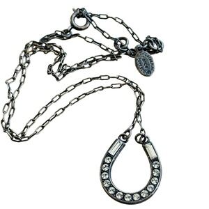 La Vie Parisienne Catherine Popesco Paris Necklace Jeweled horseshoe silver 18"